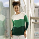 Langarm - Pullover in Color-Blocking, in Größe L(44/46) bis XXL(52/54), in Farbe ECRU-GRÜN-DUNKELGRÜN – Farbe ECRU-GRÜN-DUNKELGRÜN – Ansicht 1