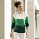 Langarm - Pullover in Color-Blocking, in Größe L(44/46) bis XXL(52/54), in Farbe ECRU-GRÜN-DUNKELGRÜN – Farbe ECRU-GRÜN-DUNKELGRÜN – Ansicht 2