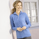 Basics - Pullover in flauschiger Qualität, in Größe 038 bis 054, in Farbe AZURBLAU MELIERT – Farbe AZURBLAU MELIERT – Ansicht 1