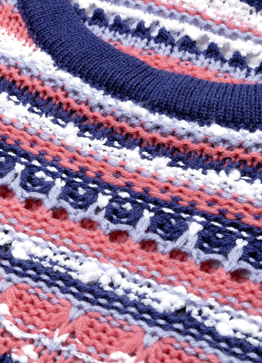 Langarm - Pullover in Garnmix, in Größe L(44/46) bis XXL(52/54), in Farbe KORALLE-MARINE-MULTICOLOR Ansicht 6