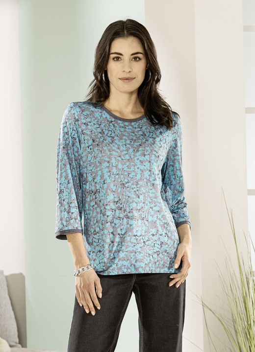 34-Arm - Shirt mit silberfarbenen Zierplättchen, in Größe 034 bis 052, in Farbe EISBLAU-HELLGRAU Ansicht 3