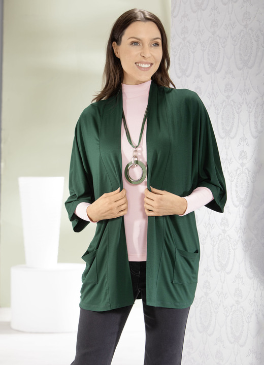 Shirts - Shirtjacke in verschlussloser Form in 2 Farben Ansicht 2 Shirts - Shirtjacke in verschlussloser Form in 2 Farben, in Größe 038 bis 050, in Farbe GRÜN Ansicht 2