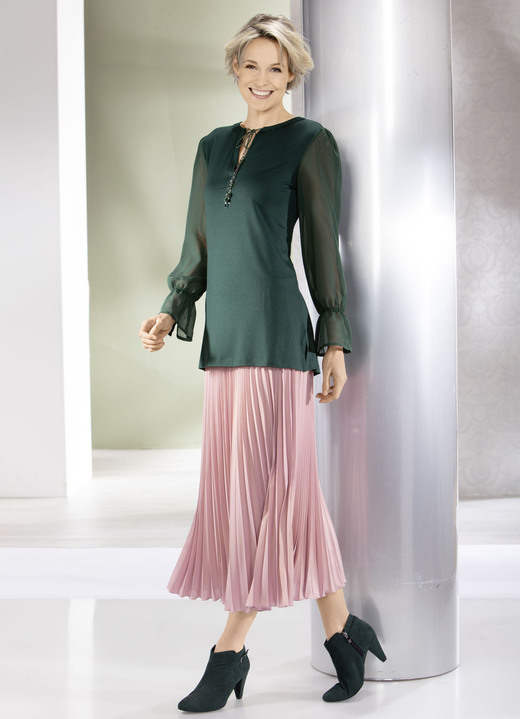 Uni - Dezent schimmernder Plisseerock , in Größe 018 bis 052, in Farbe ROSÉ Ansicht 3