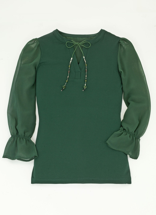 Langarm - Shirt mit ausgefallener Ausschnittverarbeitung in 2 Farben, in Größe 036 bis 052, in Farbe SCHWARZ Ansicht 7