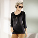 Shirts - Shirt mit kontrastfarbenen Zierplättchen – Farbe SCHWARZ – Ansicht 1 Shirts - Shirt mit kontrastfarbenen Zierplättchen, in Größe 038 bis 056, in Farbe SCHWARZ – Farbe SCHWARZ – Ansicht 1