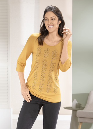 Shirt mit kontrastfarbenen Zierplättchen in 2 Farben