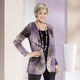 Langarm - Shirt in Jacken-Optik – Farbe ECRU-LILA-SCHWARZ – Ansicht 3 Langarm - Shirt in Jacken-Optik, in Größe 038 bis 056, in Farbe ECRU-LILA-SCHWARZ – Farbe ECRU-LILA-SCHWARZ – Ansicht 3