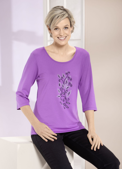 34-Arm - Shirt mit Strasssteinen in 2 Farben, in Größe 036 bis 052, in Farbe SCHWARZ Ansicht 2