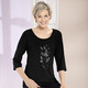 34-Arm - Shirt mit Strasssteinen in 2 Farben – Farbe SCHWARZ 34-Arm - Shirt mit Strasssteinen in 2 Farben, in Größe 036 bis 052, in Farbe LILA