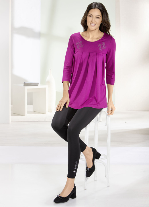 Leggings - Leggings mit edel glänzendem Ziermotiv, in Größe 019 bis 058, in Farbe SCHWARZ Ansicht 2