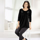 3/4-Arm - Longshirt mit Zierplättchen in 3 Farben, in Größe 038 bis 056, in Farbe SCHWARZ – Farbe SCHWARZ – Ansicht 2
