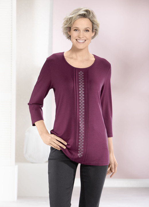 34-Arm - Shirt mit Biesen in 2 Farben 34-Arm - Shirt mit Biesen in 2 Farben, in Größe 038 bis 056, in Farbe BEERE