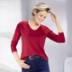 Langarm - Kombifreundliches Shirt in 3 Farben, in Größe L (44/46) bis XXL (52/54), in Farbe ROT – Farbe ROT – Ansicht 2