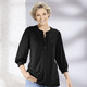 34-Arm - Shirt mit kurzer Knopfleiste in 2 Farben – Farbe SCHWARZ 34-Arm - Shirt mit kurzer Knopfleiste in 2 Farben, in Größe 036 bis 048, in Farbe ROYALBLAU
