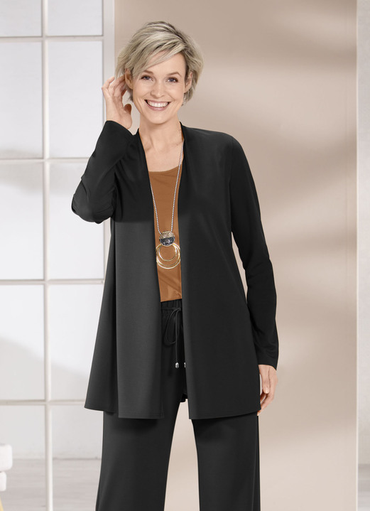 Shirtjacken - Shirtjacke in verschlussloser Form in 4 Farben Shirtjacken - Shirtjacke in verschlussloser Form in 4 Farben, in Größe 038 bis 054, in Farbe SCHWARZ
