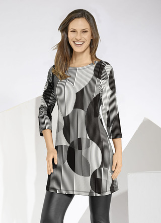 Longshirt mit farbbrillantem Allover-Druck