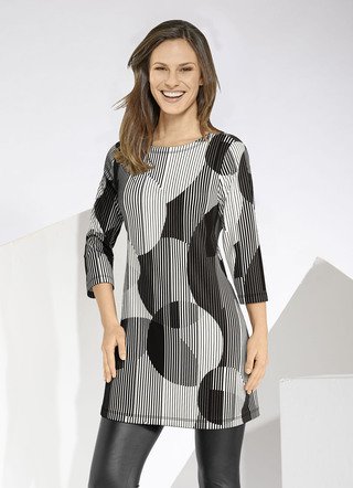 Longshirt mit farbbrillantem Allover-Druck