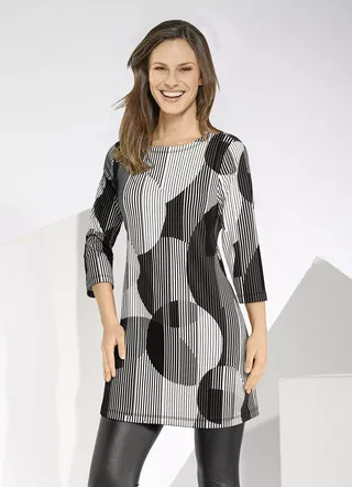 Longshirt mit farbbrillantem Allover-Druck