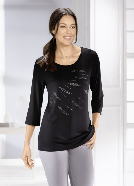 Shirts - Herrliches Shirt mit Zierplättchen, in Größe 038 bis 050, in Farbe SCHWARZ Ansicht 2