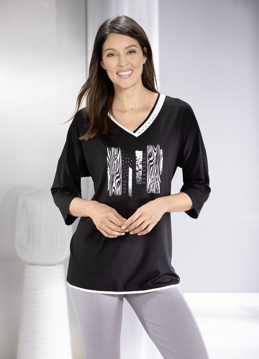 34-Arm - Shirt mit kontrastfarbenem Druck 34-Arm - Shirt mit kontrastfarbenem Druck , in Größe 038 bis 054, in Farbe SCHWARZ