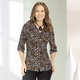 Blusen - Shirtbluse mit Leo-Print, in Größe 036 bis 052, in Farbe SCHWARZ-SAND – Farbe SCHWARZ-SAND – Ansicht 1