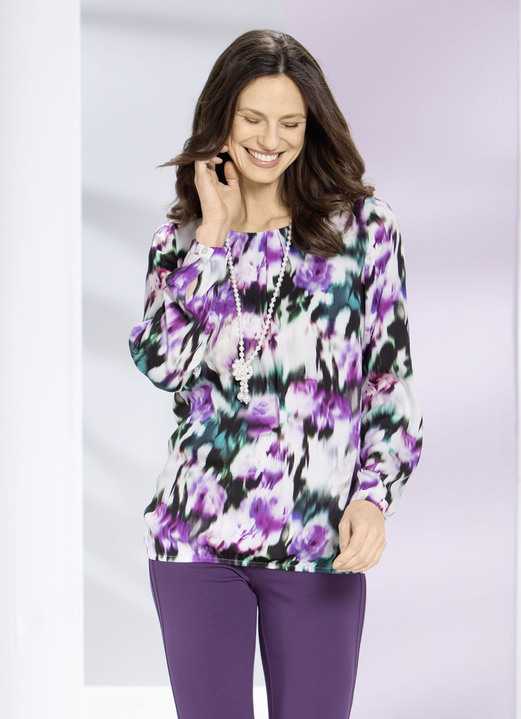 Tuniken - Tunika mit dekorativer Fältelung Ansicht 2 Tuniken - Tunika mit dekorativer Fältelung, in Größe 036 bis 052, in Farbe WEISS-BUNT Ansicht 2