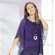 3/4-Arm - Poncho-Tunika mit Bordüren-Druck – Farbe LILA-SCHWARZ – Ansicht 2 3/4-Arm - Poncho-Tunika mit Bordüren-Druck, in Größe 036 bis 052, in Farbe LILA-SCHWARZ – Farbe LILA-SCHWARZ – Ansicht 2