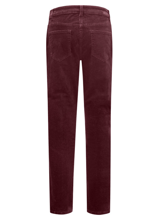Hosen mit Knopf- und Reißverschluss - Samtweiche Hose in 5-Pocket-Form, in Größe 017 bis 050, in Farbe BORDEAUX Ansicht 2