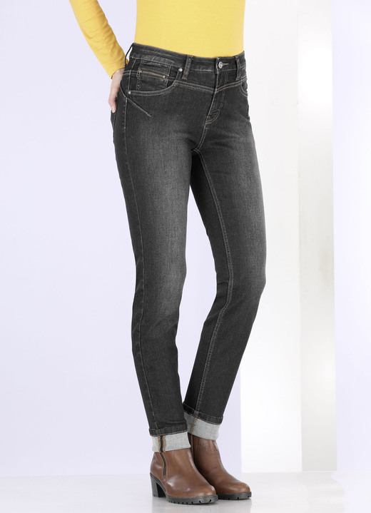 Hosen mit Knopf- und Reißverschluss - Jeans mit Push-up-Effekt, in Größe 017 bis 050, in Farbe SCHWARZ Ansicht 3