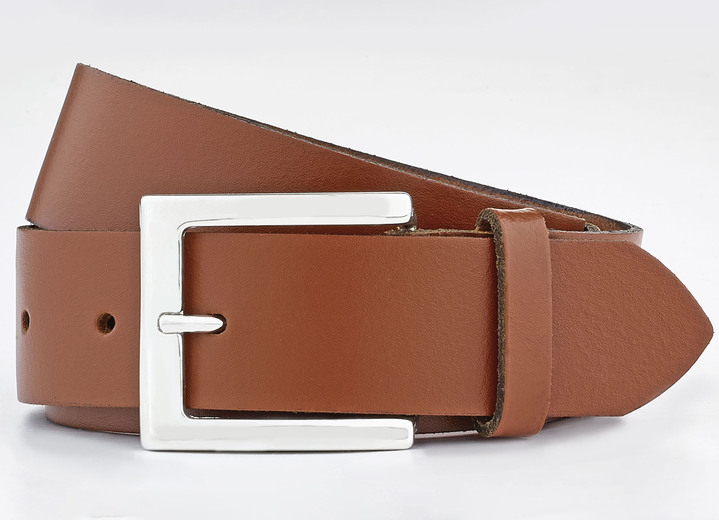 Gürtel - Trendiger Damen-Gürtel aus Leder, 3,5 cm breit, in Größe 100 bis 120, in Farbe COGNAC Ansicht 1