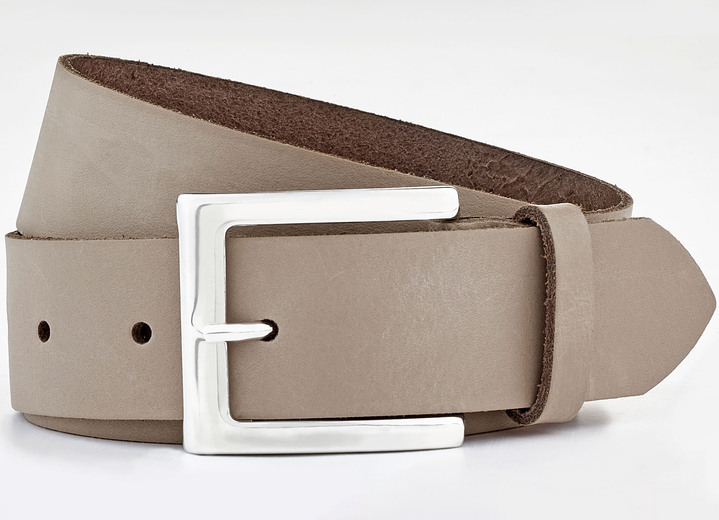 Gürtel - Trendiger Damen-Gürtel aus Leder, 3,5 cm breit, in Größe 100 bis 120, in Farbe TAUPE Ansicht 1