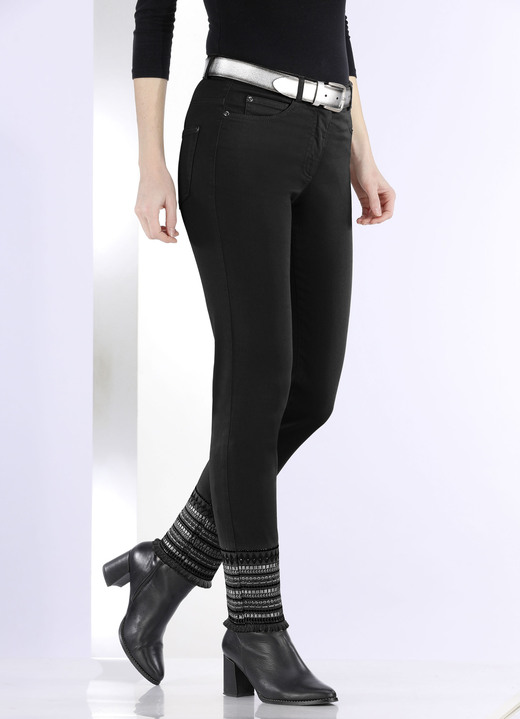 Hosen - Hose mit aufwendiger Stickerei im Ethno-Stil, in Größe 017 bis 050, in Farbe BLAU Ansicht 11