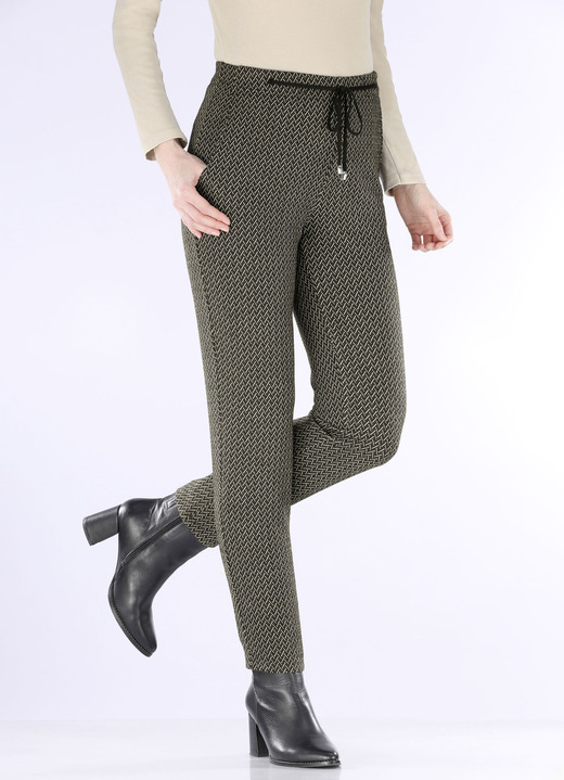 Hosen - Hose in Fischgrat-Dessinierung, in Größe 018 bis 052, in Farbe SCHWARZ-ANTHRAZIT-BEIGE Ansicht 3
