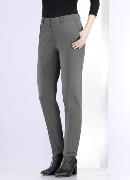 Hosen mit Knopf- und Reißverschluss - Hose mit rückwärtigem Dehnbundeinsatz Ansicht 6 Hosen mit Knopf- und Reißverschluss - Hose mit rückwärtigem Dehnbundeinsatz, in Größe 018 bis 052, in Farbe JEANSBLAU MELIERT Ansicht 6