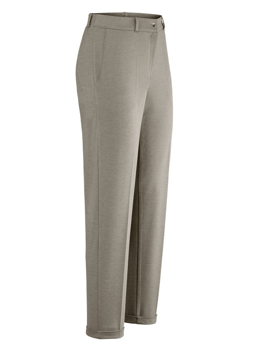 Hosen mit Knopf- und Reißverschluss - Hose mit rückwärtigem Dehnbundeinsatz Hosen mit Knopf- und Reißverschluss - Hose mit rückwärtigem Dehnbundeinsatz, in Größe 018 bis 052, in Farbe TAUPE MELIERT