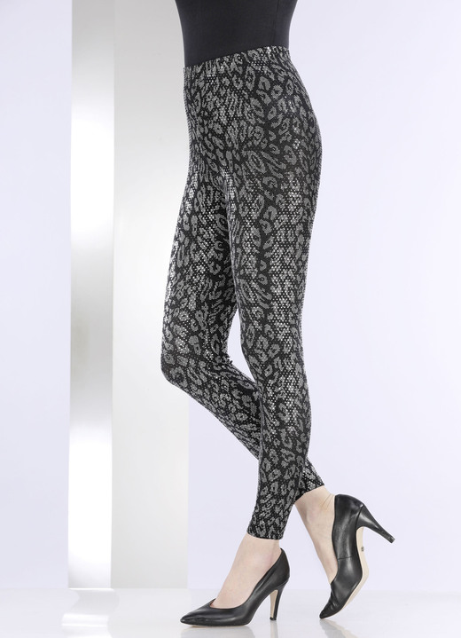 Leggings - Leggings, in Größe 036 bis 054, in Farbe SCHWARZ-SILBERFARBEN Ansicht 3