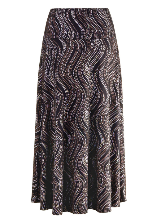 Röcke - Rock mit edel schimmerndem Glanzdruck, in Größe 018 bis 054, in Farbe SCHWARZ-GRAU-MULTICOLOR Ansicht 6