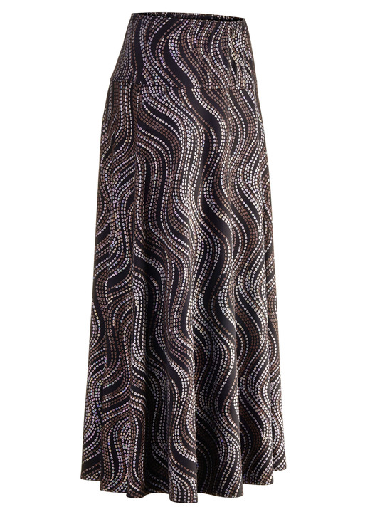 Röcke - Rock mit edel schimmerndem Glanzdruck, in Größe 018 bis 054, in Farbe SCHWARZ-BRAUN-MULTICOLOR Ansicht 2