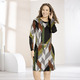 Langarm - Kleid in Schlupfform – Farbe TERRA-BUNT – Ansicht 1 Langarm - Kleid in Schlupfform, in Größe 034 bis 050, in Farbe TERRA-BUNT – Farbe TERRA-BUNT – Ansicht 1