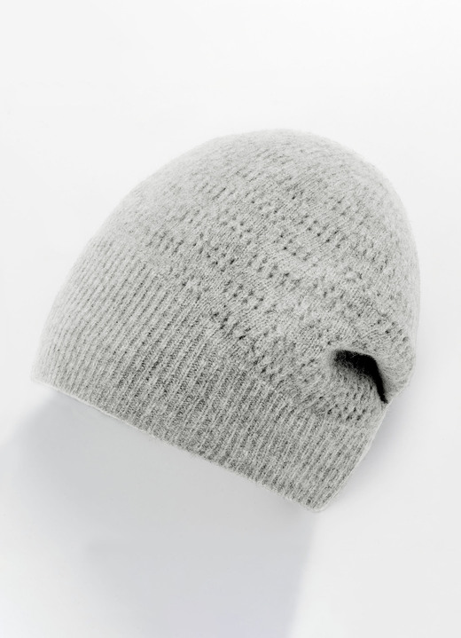 Damenmode - Seeberger, Damen-Walkmütze, mit Ajoumuster , in Farbe GRAU Ansicht 1