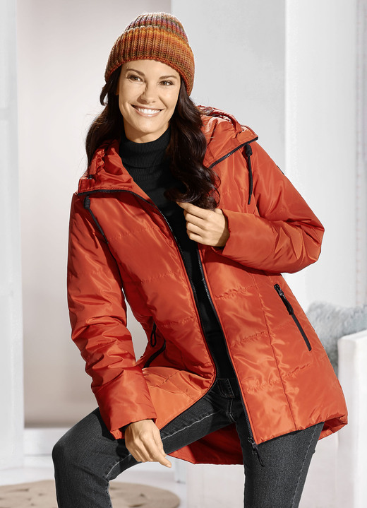 Winterjacken - Longjacke mit umschlagbarem Regenschild Ansicht 3 Winterjacken - Longjacke mit umschlagbarem Regenschild, in Größe 036 bis 052, in Farbe KÜRBIS Ansicht 3