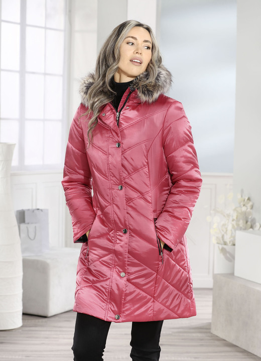 Winterjacken - Longjacke mit umschlagbaren Ärmeln in Kontrast Winterjacken - Longjacke mit umschlagbaren Ärmeln in Kontrast, in Größe 018 bis 052, in Farbe KORALLE