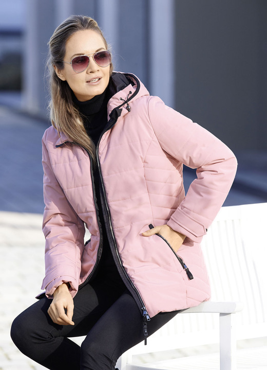 Kurz - Funktionsjacke mit abnehmbarer Kapuze, in Größe 034 bis 052, in Farbe ROSÉ Ansicht 2