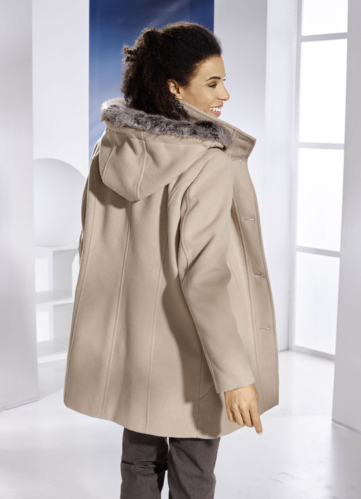 Wolljacken - Jacke mit abnehmbarem Kubstpelz-Besatz, in Größe 019 bis 054, in Farbe SCHWARZ Ansicht 4