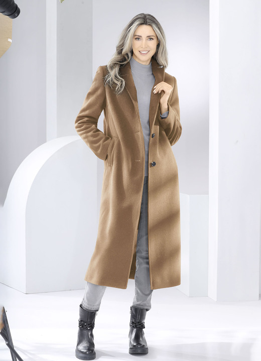 Wollmäntel - Mantel mit Knopfleiste, in Größe 036 bis 054, in Farbe SCHWARZ Ansicht 4