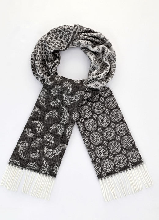 Schals - Schal mit verschiedenen Dessins, in Farbe ECRU-SCHWARZ Ansicht 2