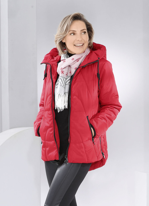 Winterjacken - Jacke mit verlängertem Rückteil Ansicht 2 Winterjacken - Jacke mit verlängertem Rückteil, in Größe 036 bis 052, in Farbe FEUERROT Ansicht 2