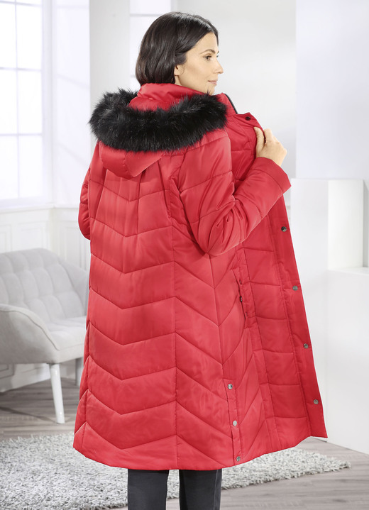 Wintermäntel - Mantel mit abnehmbarer Kapuze, in Größe 036 bis 054, in Farbe TOMATENROT Ansicht 5