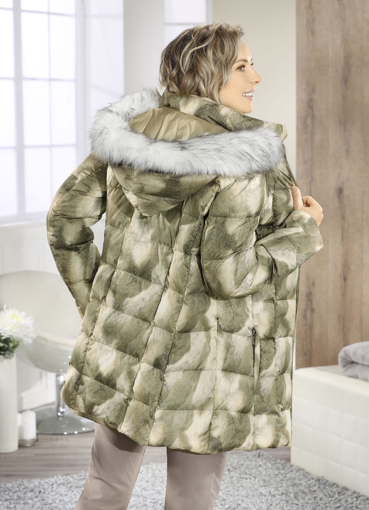 Winterjacken - Jacke mit Dessin in Kunstpelz-Optik Ansicht 2 Winterjacken - Jacke mit Dessin in Kunstpelz-Optik, in Größe 036 bis 052, in Farbe GRÜN-CREME Ansicht 2