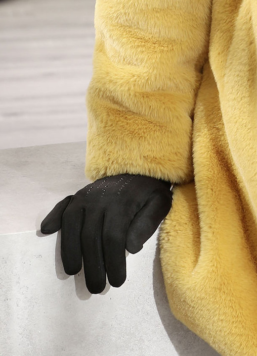 Handschuhe - Handschuh mit edel funkelnden Glitzer-Applikationen, in Farbe SCHWARZ Ansicht 3